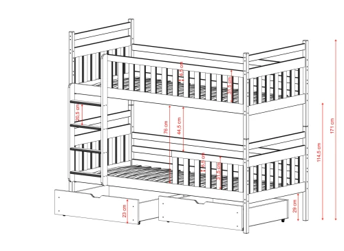 MONIKA 80x190 pin lit superposé Lano Meubles