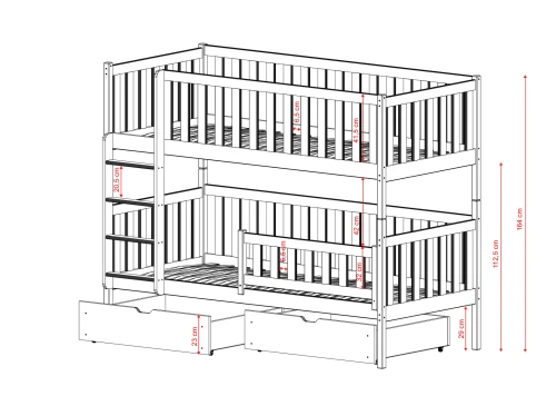 MICHALINA 80x180 pin lit superposé Lano Meubles