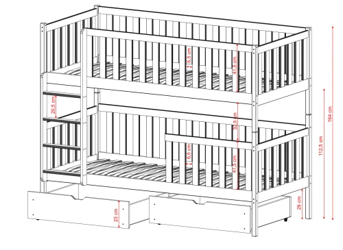 MICHALINA 80x180 pin lit superposé Lano Meubles