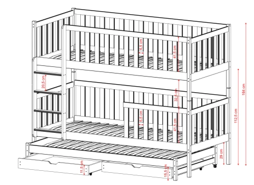 LEA 80x180 graphite lit superposé Lano Meubles