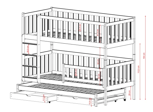 LEA 90x180 gris lit superposé Lano Meubles