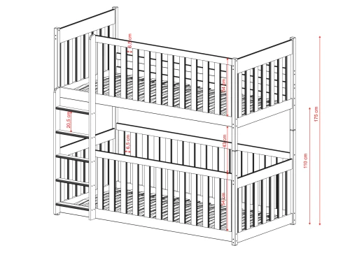 KONRAD 80x180 graphite lit superposé Lano Meubles