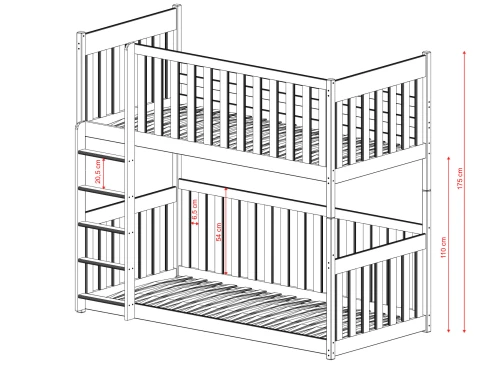 KONRAD 80x180 graphite lit superposé Lano Meubles