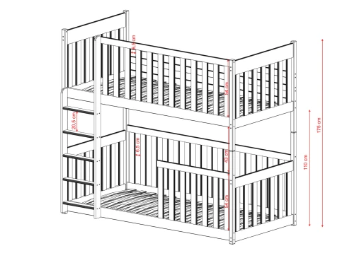 KONRAD 80x180 pin lit superposé Lano Meubles