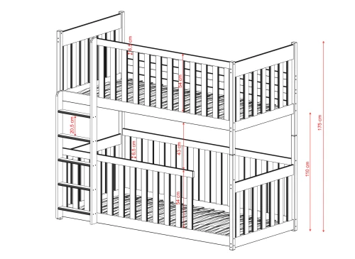 KONRAD 80x180 pin lit superposé Lano Meubles