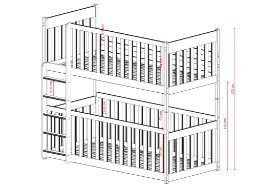 KONRAD 80x180 pin lit superposé Lano Meubles