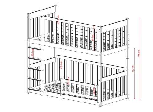 KONRAD 80x160 pin lit superposé Lano Meubles