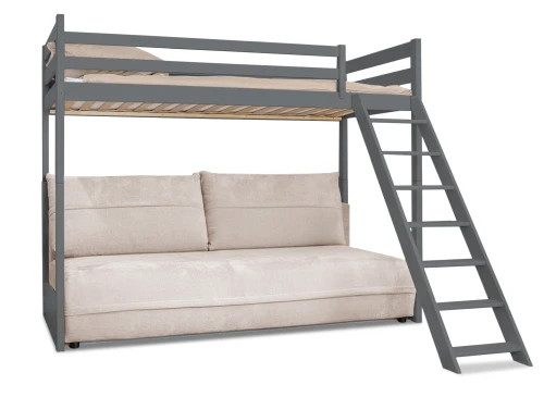 SAVIO 90x200/140x200 graphite lit mezzanine avec canapé-lit en tissuperfect harmony 02 Lano Meubles