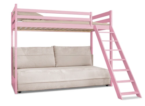 SAVIO 90x200/140x200 rose lit mezzanine avec canapé-lit en tissu perfect harmony 02 Lano Meubles