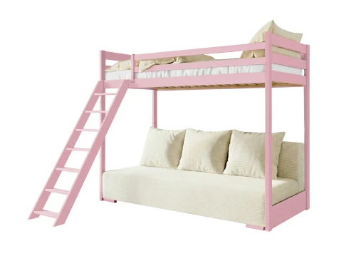 SOFINO 90x200/140x200 rose lit mezzanine avec canapé-lit en tissu beige poso 38 Lano Meubles