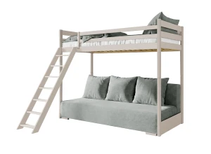 SOFINO 90x200/140x200 cachemire lit mezzanine avec canapé convertible tissu gris zoom 15 sage Lano Meubles