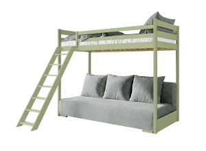 SOFINO 90x200/140x200 olive lit mezzanine avec canapé convertible tissu gris zoom 15 sage Lano Meubles