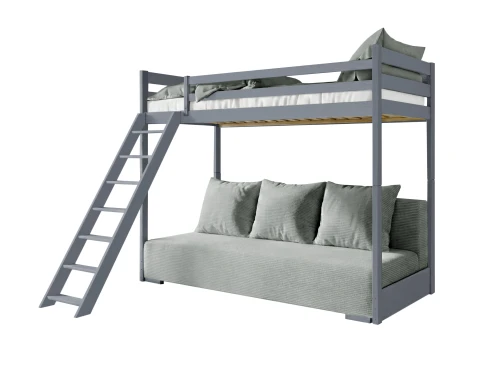 SOFINO 90x200/140x200 graphite lit mezzanine avec canapé-lit en tissu gris zoom 15 sage Lano Meubles