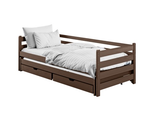 HABI 90x200 chocolat noir lit gigogne double Lano Meubles