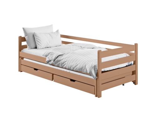 HABI 90x200 cannelle lit gigogne double Lano Meubles