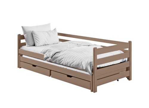 HABI 90x200 chocolat au lait lit gigogne double Lano Meubles