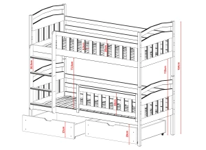IGNAŚ 80x190 cannelle superposé Lano Meubles