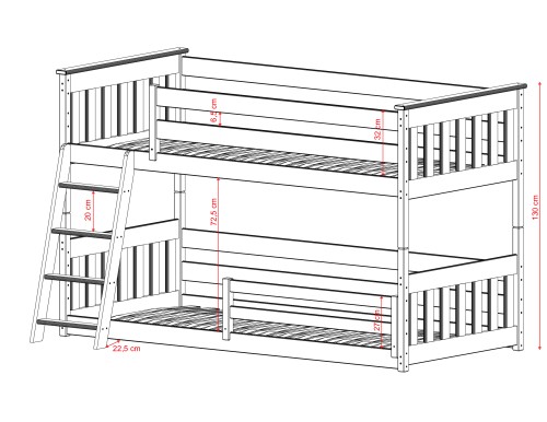 KEVIN 80x180 chocolat au lait superposé Lano Meubles