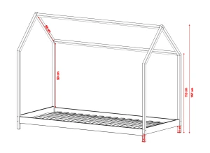 LUCKY 90x200 cannelle lit enfant simple maison Lano Meubles