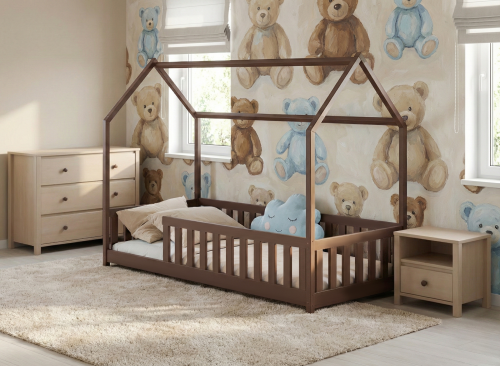 NOAH 80x180 chocolat noir lit cabane enfantnette Lano Meubles