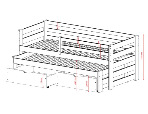 SENSO 80x170 cannelle lit gigogne double Lano Meubles