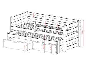 SENSO 80x200 cannelle lit gigogne double Lano Meubles