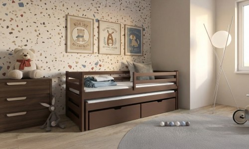 SENSO 80x200 chocolat noir lit gigogne double Lano Meubles