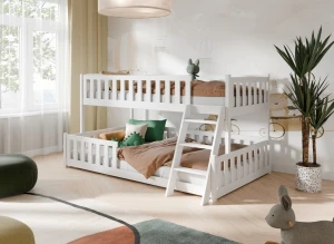 NICE 90x200/120x200 blanc lit superposé à base large Lano Meubles