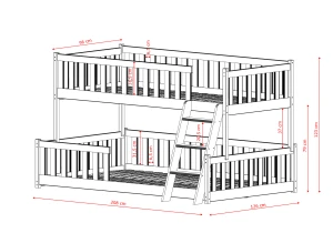 NICE 90x200/120x200 coton lit superposé à base large Lano Meubles