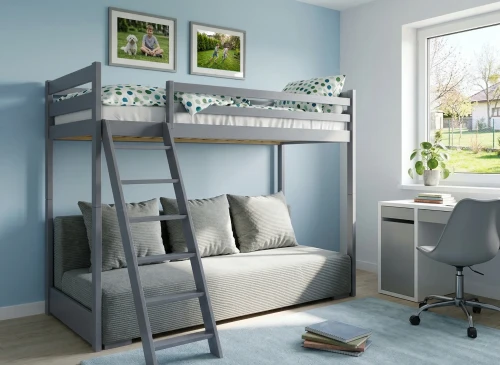 SOFINO 90x200/140x200 graphite lit mezzanine avec canapé-lit en tissu gris zoom 15 sage Lano Meubles