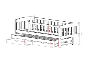 AMELKA 80x200 bois non laqué lit gigogne Lano Meubles