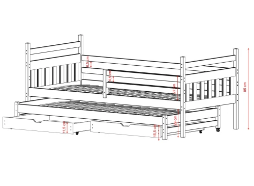 DANIEL 80x170 bois non laqué lit gigogne Lano Meubles