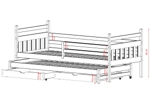 DANIEL 80x200 bois non laqué lit gigogne Lano Meubles