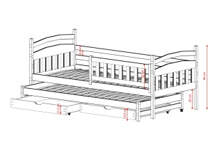 GALAXY 90x200 bois non laqué lit gigogne Lano Meubles