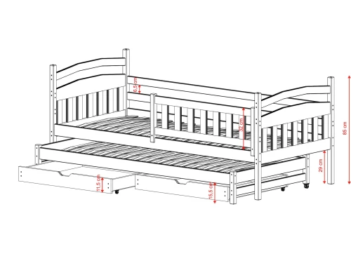 GALAXY 90x200 bois non laqué lit gigogne Lano Meubles