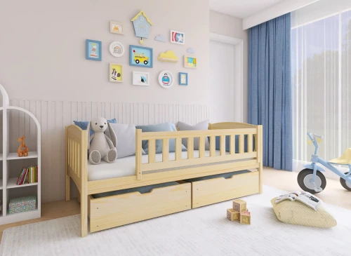 GUCIO 80x200 bois non laqué lit enfant simple Lano Meubles