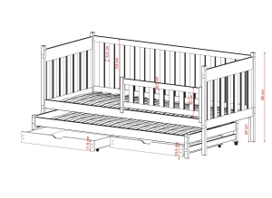KAJA 80x160 bois non laqué lit gigogne Lano Meubles