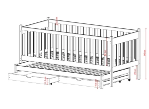 KAJA 80x180 bois non laqué lit gigogne Lano Meubles