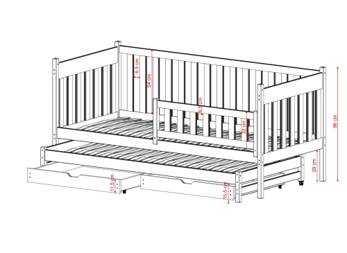 KAJA 90x190 bois non laqué lit gigogne Lano Meubles