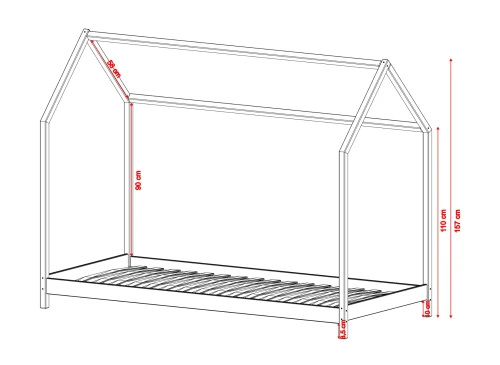 LUCKY 80x180 bois non laqué lit Montessori au sol pour enfants maison  Lano Meubles