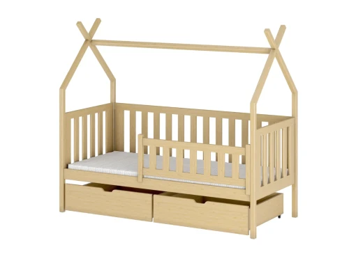 SIMBA 90x180 bois non laqué lit pour enfant simple tipi Lano Meubles
