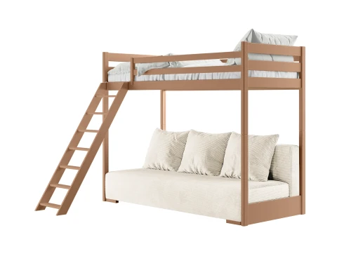 SOFINO 90x200/140x200 cannelle mezzanine avec canapé-lit en tissu beige poso 38 Lano Meubles