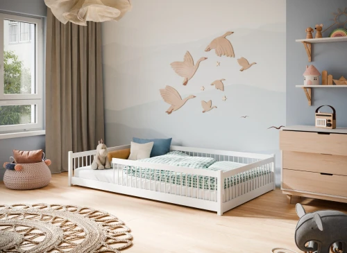 JUNIOR 120x200 lit Montessori au sol pour enfants blanc Lano Meubles