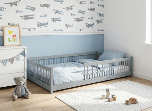 JUNIOR 120x200 lit Montessori au sol pour enfants gris Lano Meubles