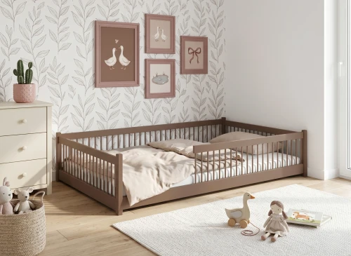 JUNIOR 120x200 chocolat au lait Montessori au sol pour enfants Lano Meubles