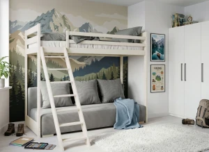 SOFINO 90x200/140x200 coton avec canapé convertible tissu gris zoom 15 sage Lano Meubles