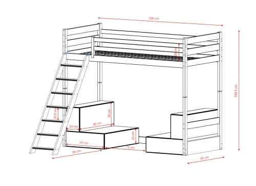 SOFENA 90x200 gris lit mezzanine avec canapé modulable en tissu beige poso 38 Lano Meubles