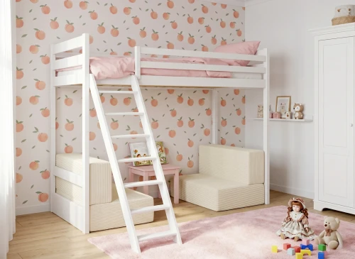 SOFENA 90x200 blanc lit mezzanine avec canapé modulable en tissu beige poso 38 Lano Meubles