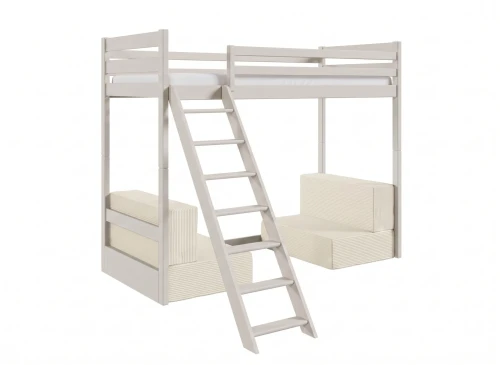 SOFENA 90x200 cachemire lit mezzanine avec canapé convertible tissu beige poso 38 Lano Meubles