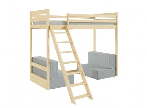 SOFENA 90x200 bois non laqué lit mezzanine canapé canapé-lit en tissu gris zoom 15 sage Lano Meubles